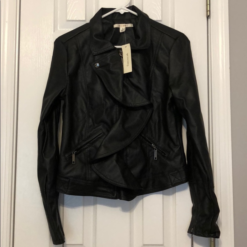 Francesca’s Front Ruffle Leather Jacket NWT - Picture 4 of 6